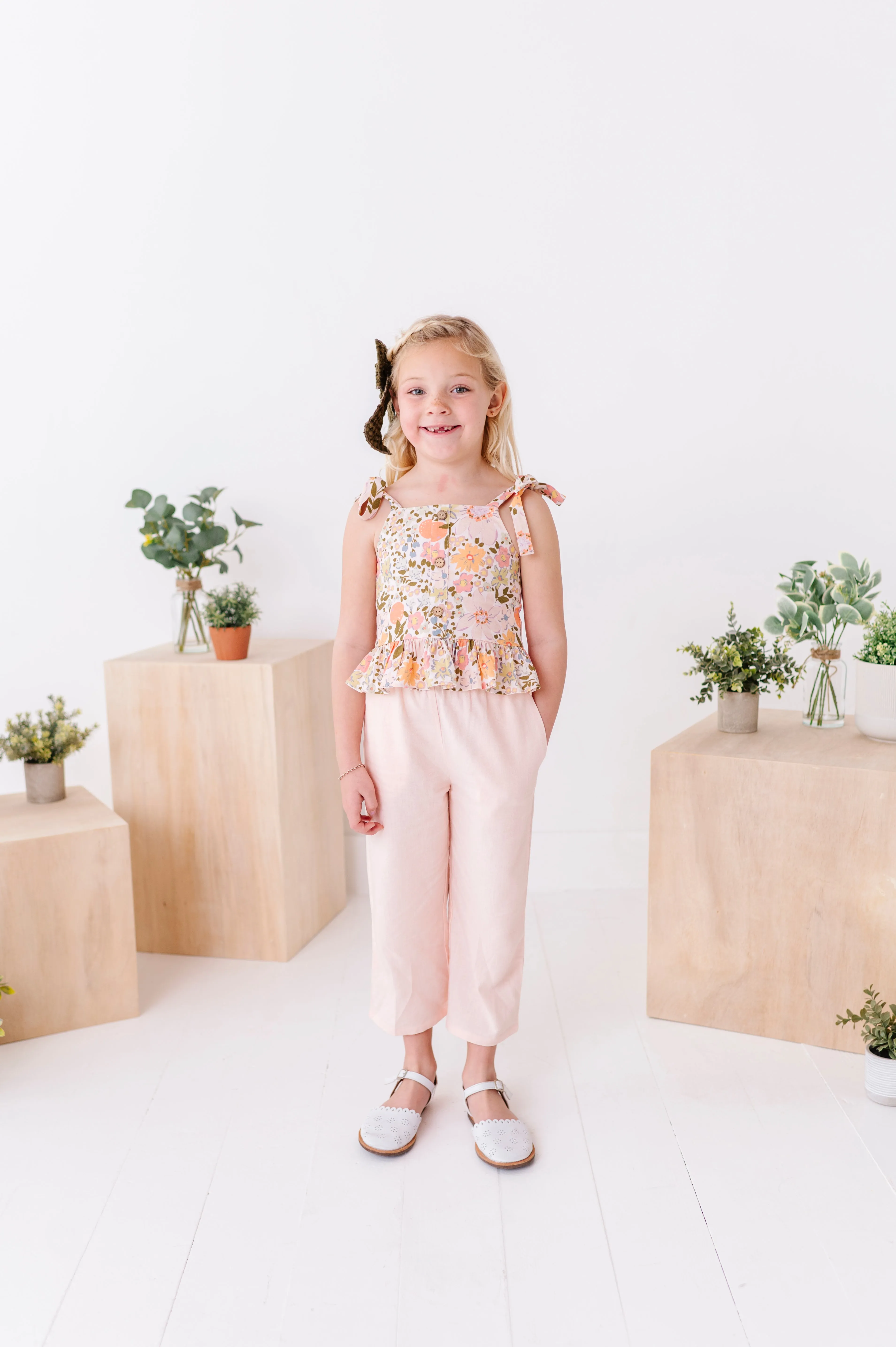 Vintage Blooms | Peplum   Crop Pants Set