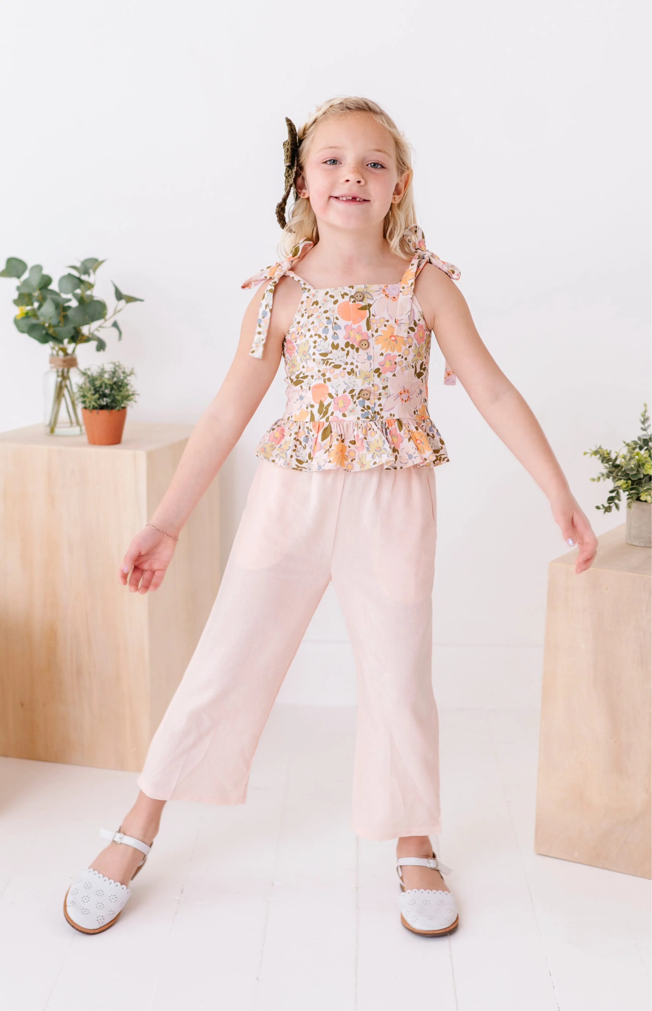 Vintage Blooms | Peplum   Crop Pants Set