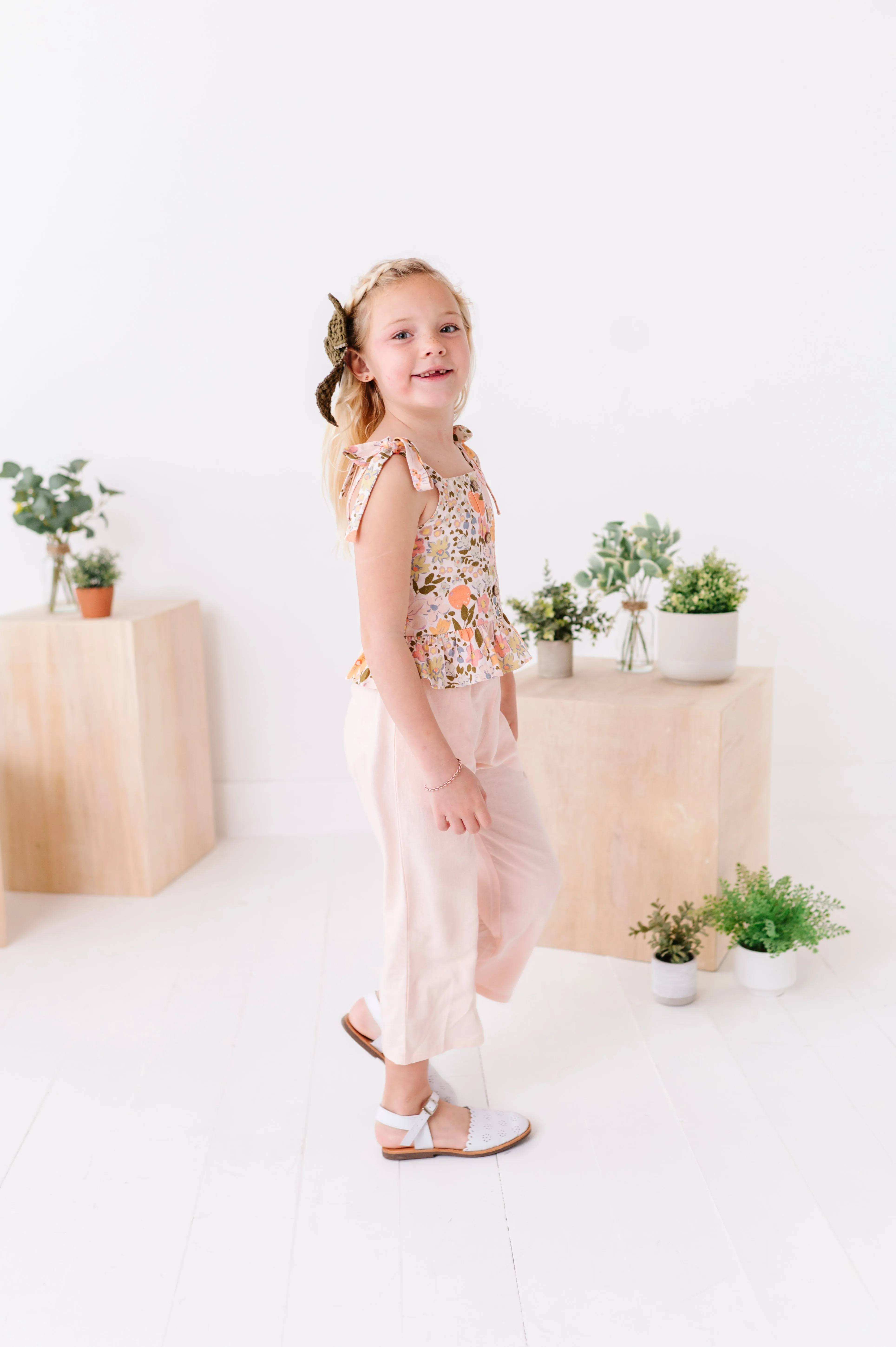 Vintage Blooms | Peplum   Crop Pants Set