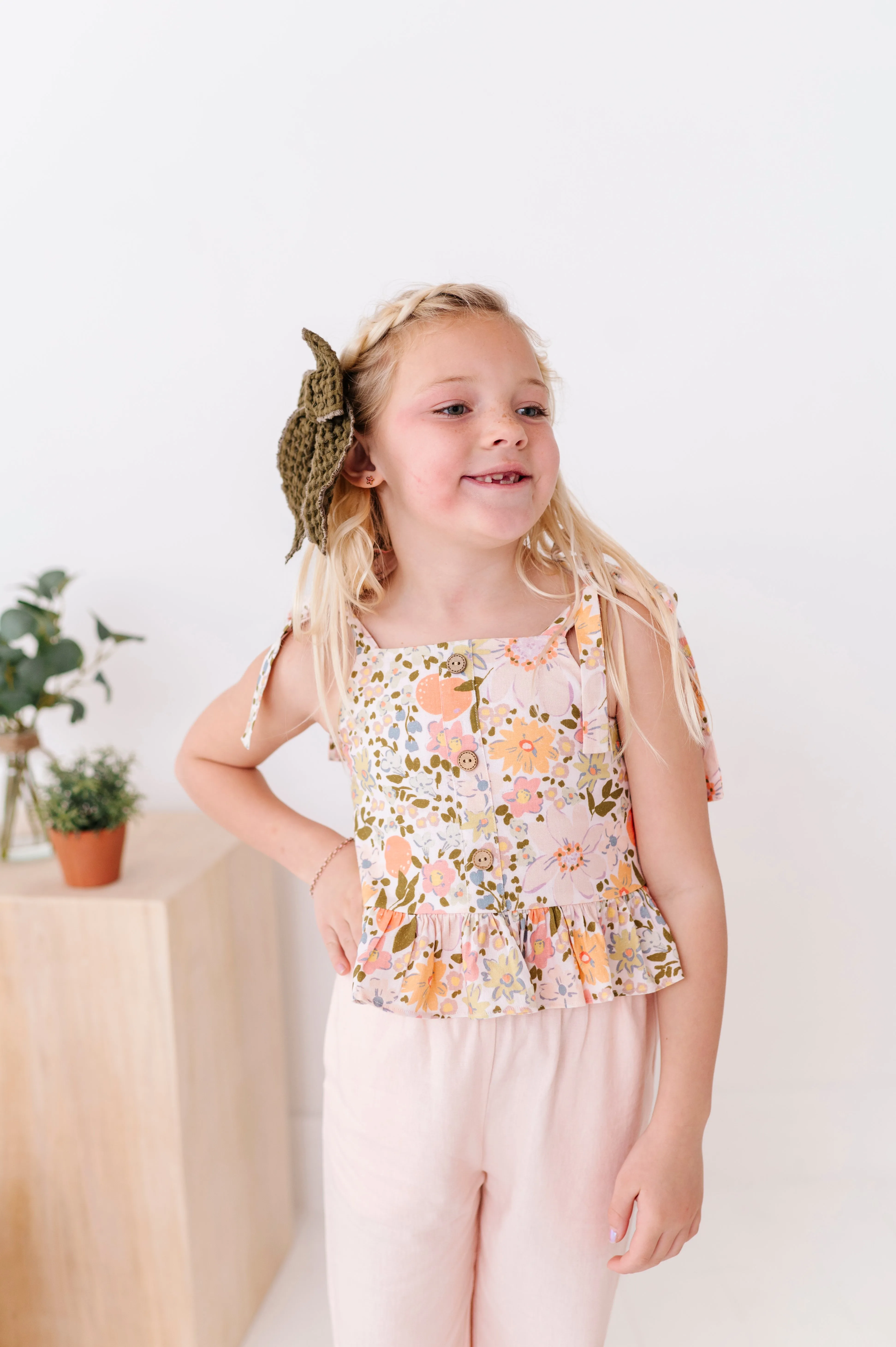 Vintage Blooms | Peplum   Crop Pants Set