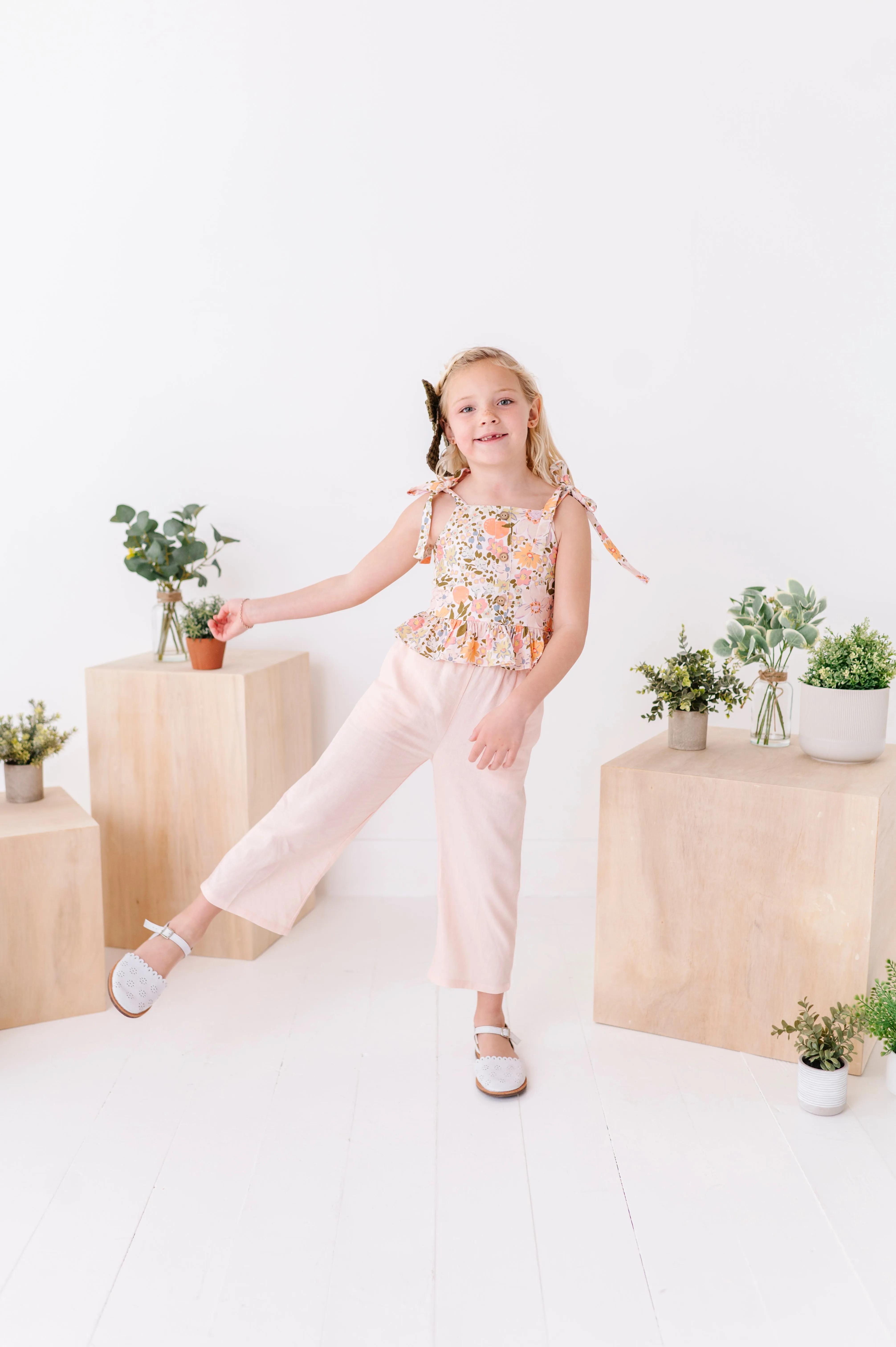Vintage Blooms | Peplum   Crop Pants Set