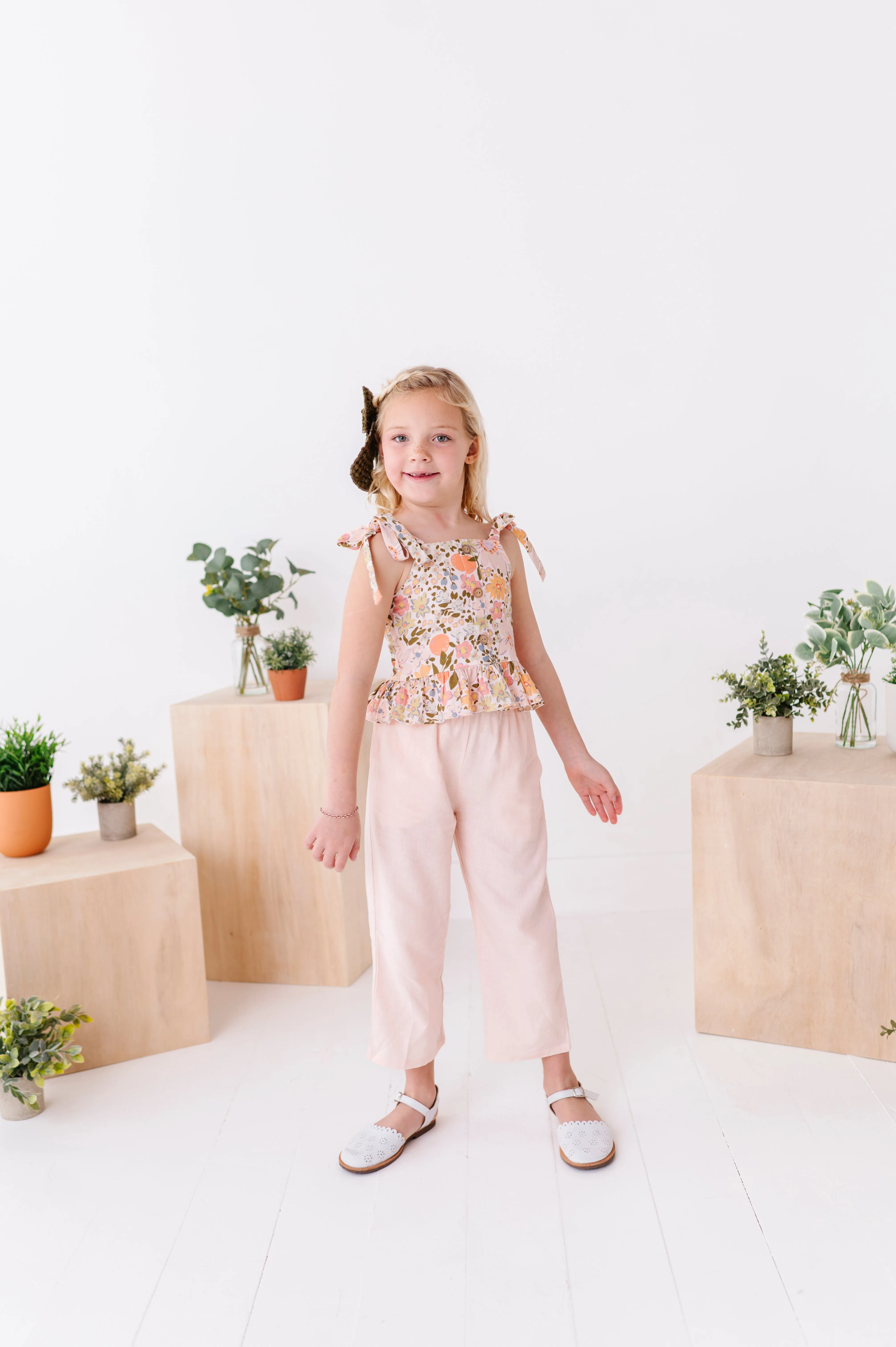 Vintage Blooms | Peplum   Crop Pants Set