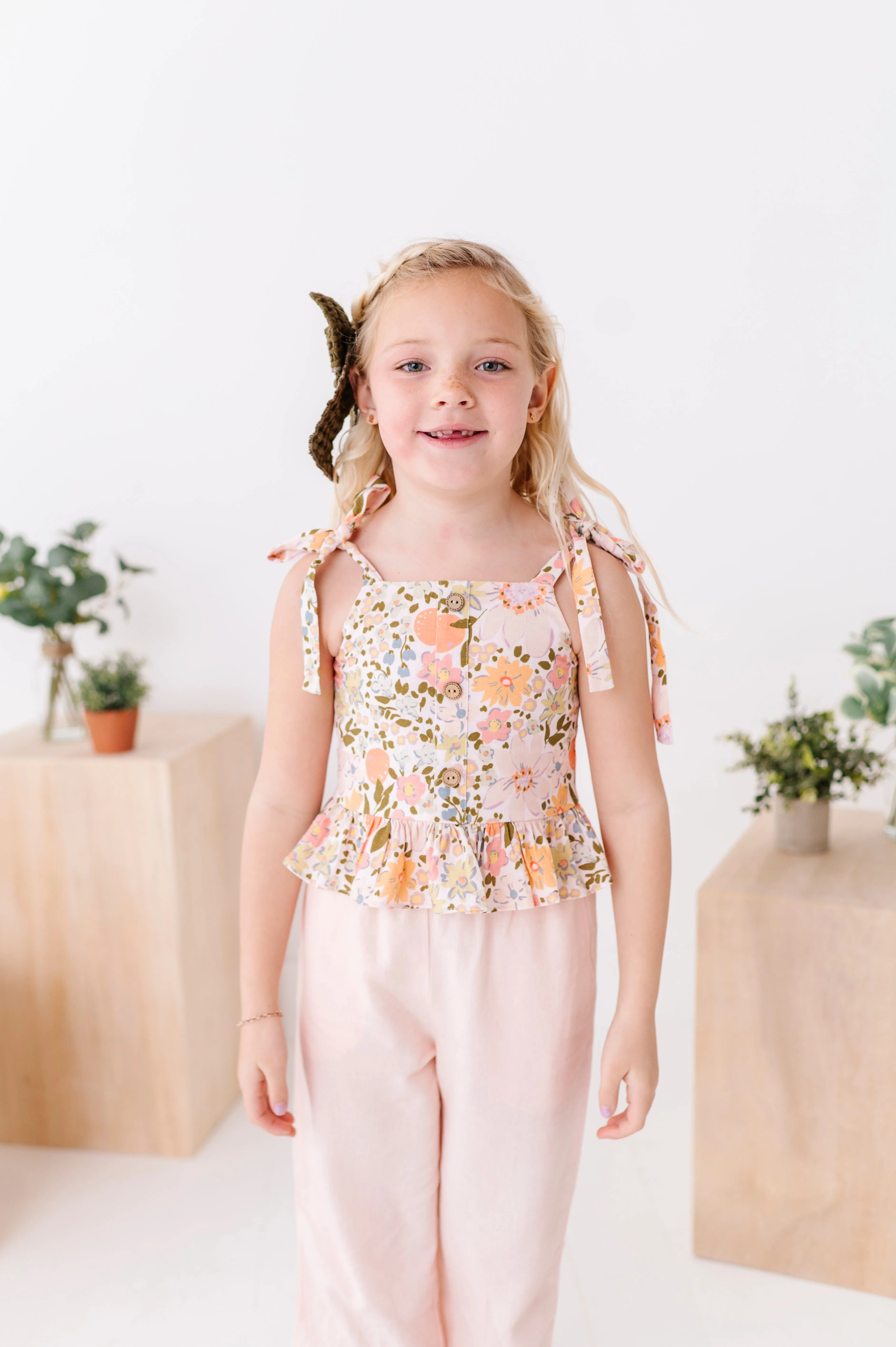 Vintage Blooms | Peplum   Crop Pants Set