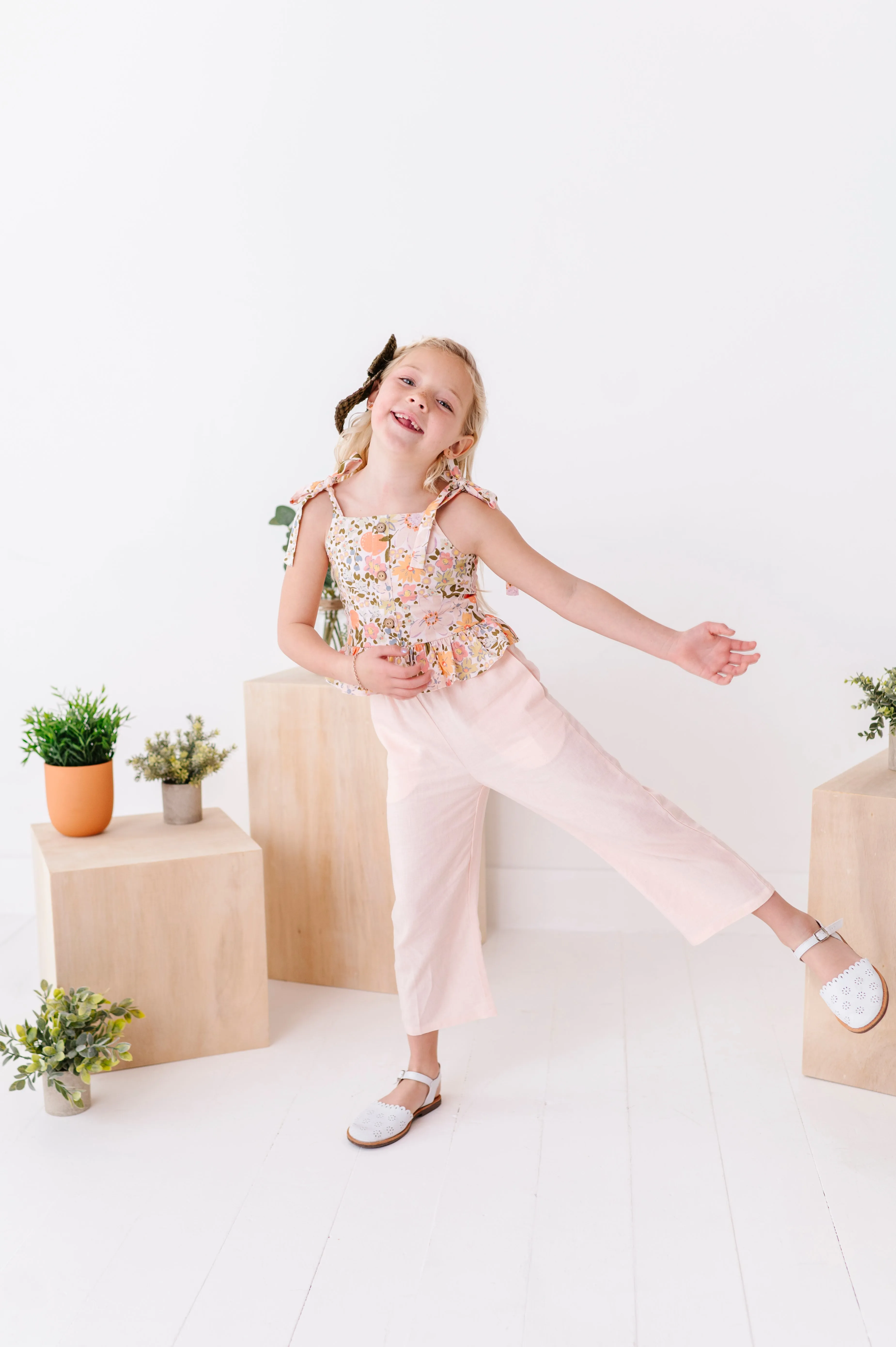 Vintage Blooms | Peplum   Crop Pants Set