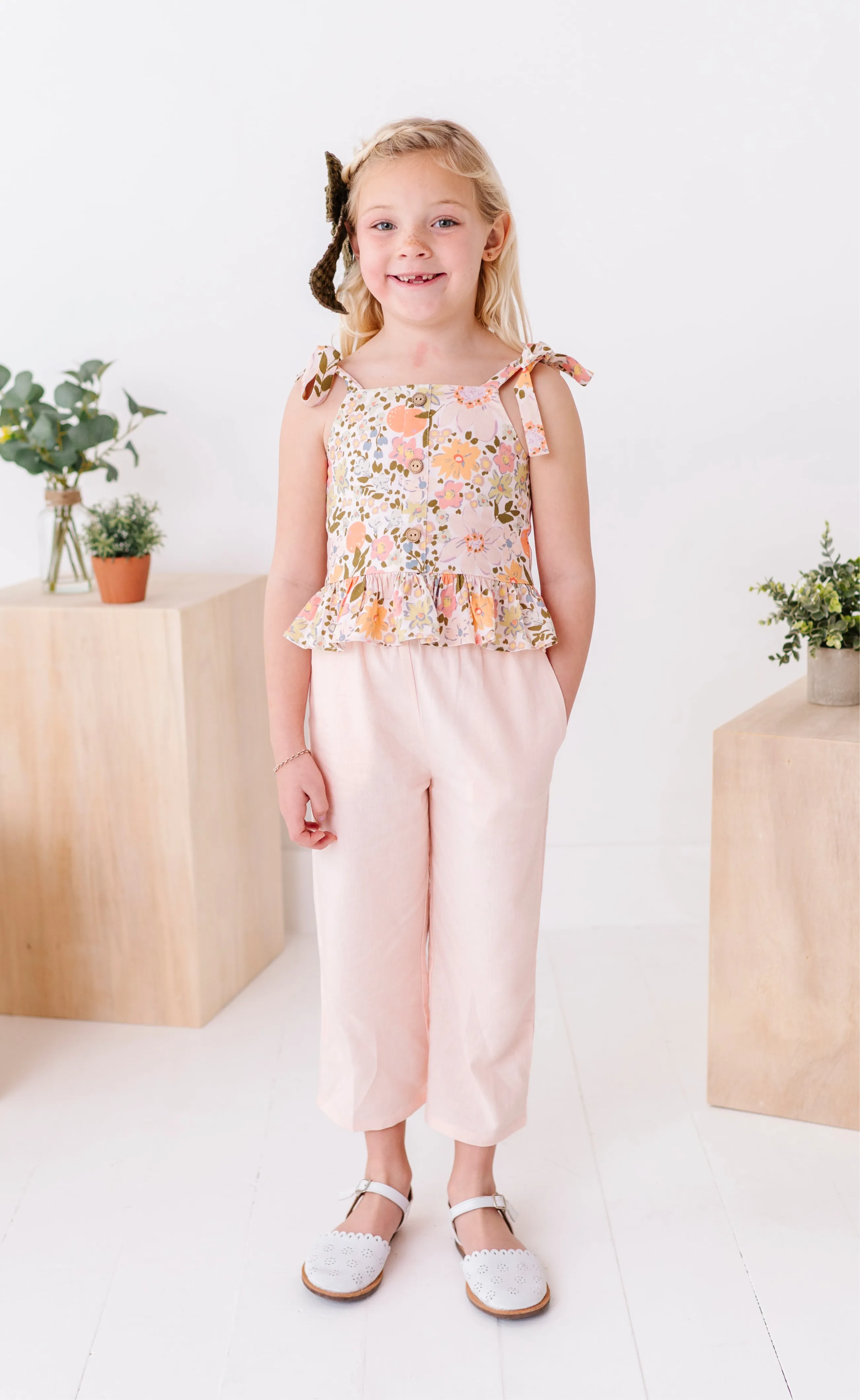 Vintage Blooms | Peplum   Crop Pants Set