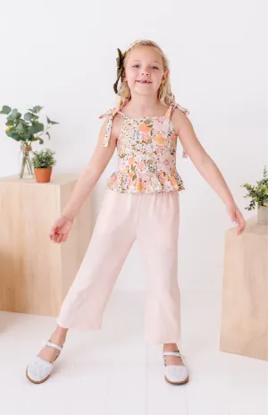 Vintage Blooms | Peplum   Crop Pants Set