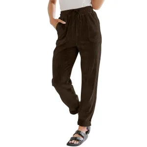 Vintage Corduroy Pants Women Baggy Drawstring Elastic Waist Pants Casual Comfy Work Pants Loose Fit Straight Leg Pants Womens Dress Pants High Waisted Trousers Pants Womens Travel Pants Pull On Pants
