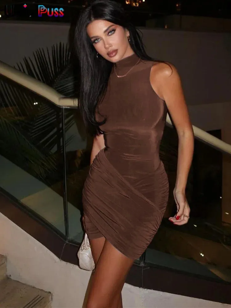 Weird Puss Cross Ruffles Mini Dress
