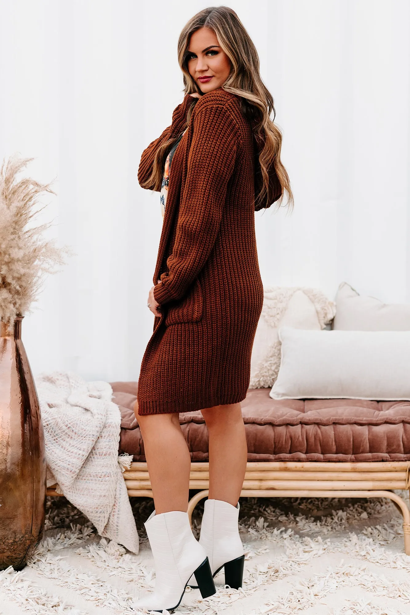 What Really Matters Hooded Cardigan (Brown)