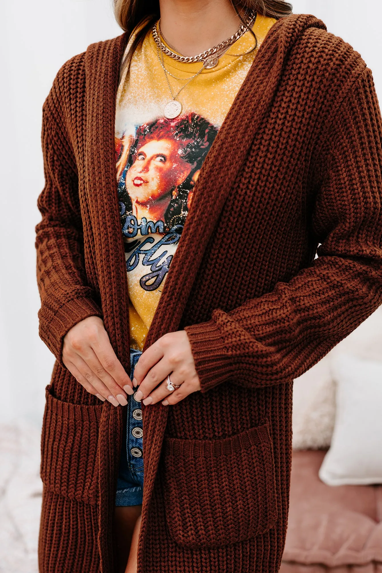 What Really Matters Hooded Cardigan (Brown)