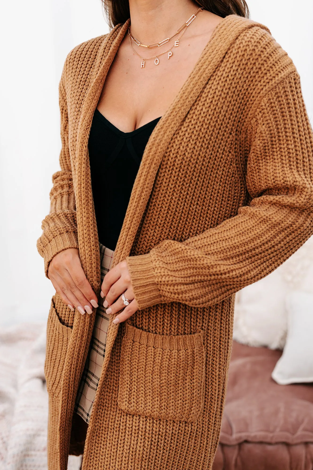 What Really Matters Hooded Cardigan (Camel)