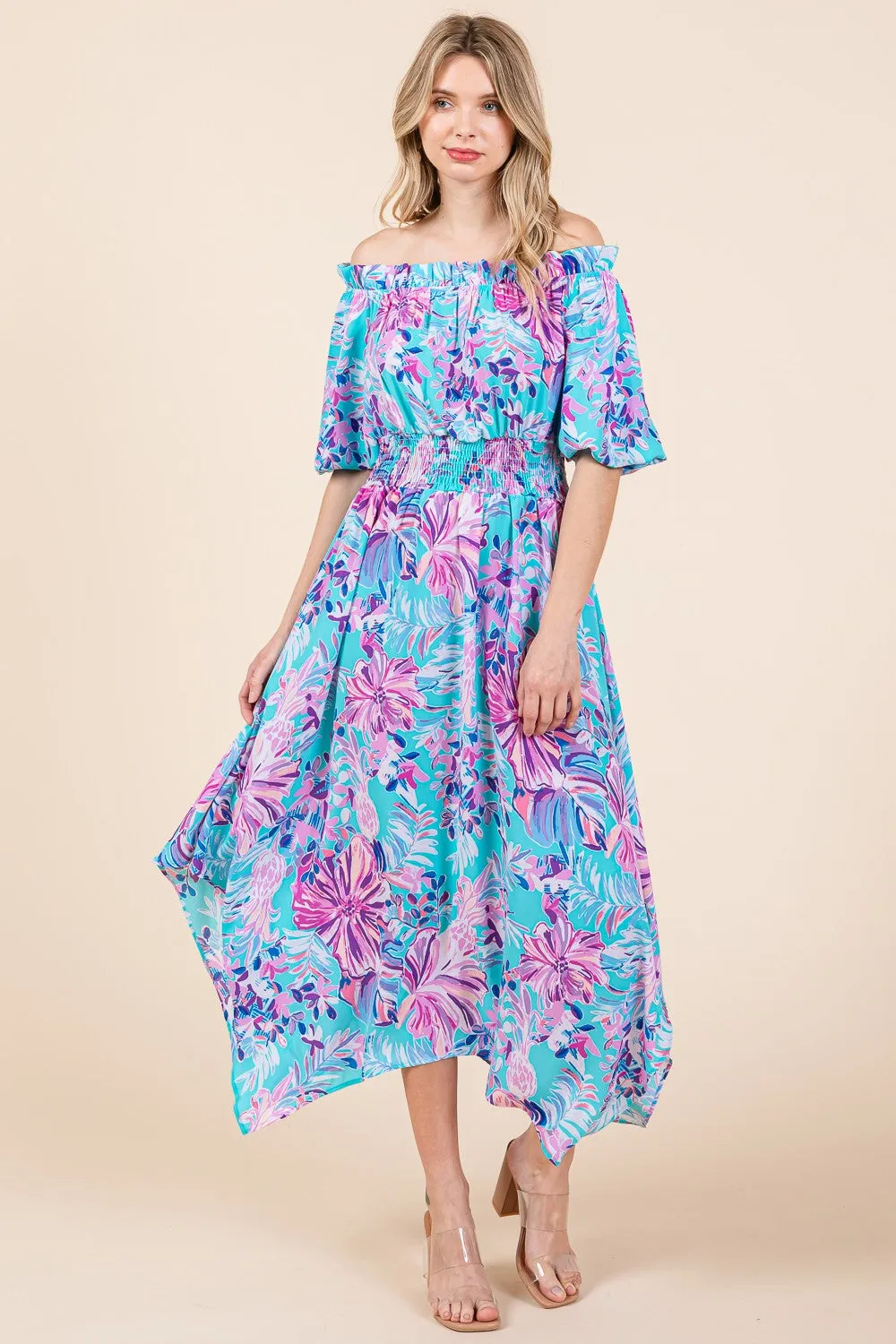Whisk Me Away Floral Off the Shoulder Maxi Sundress - Final Sale