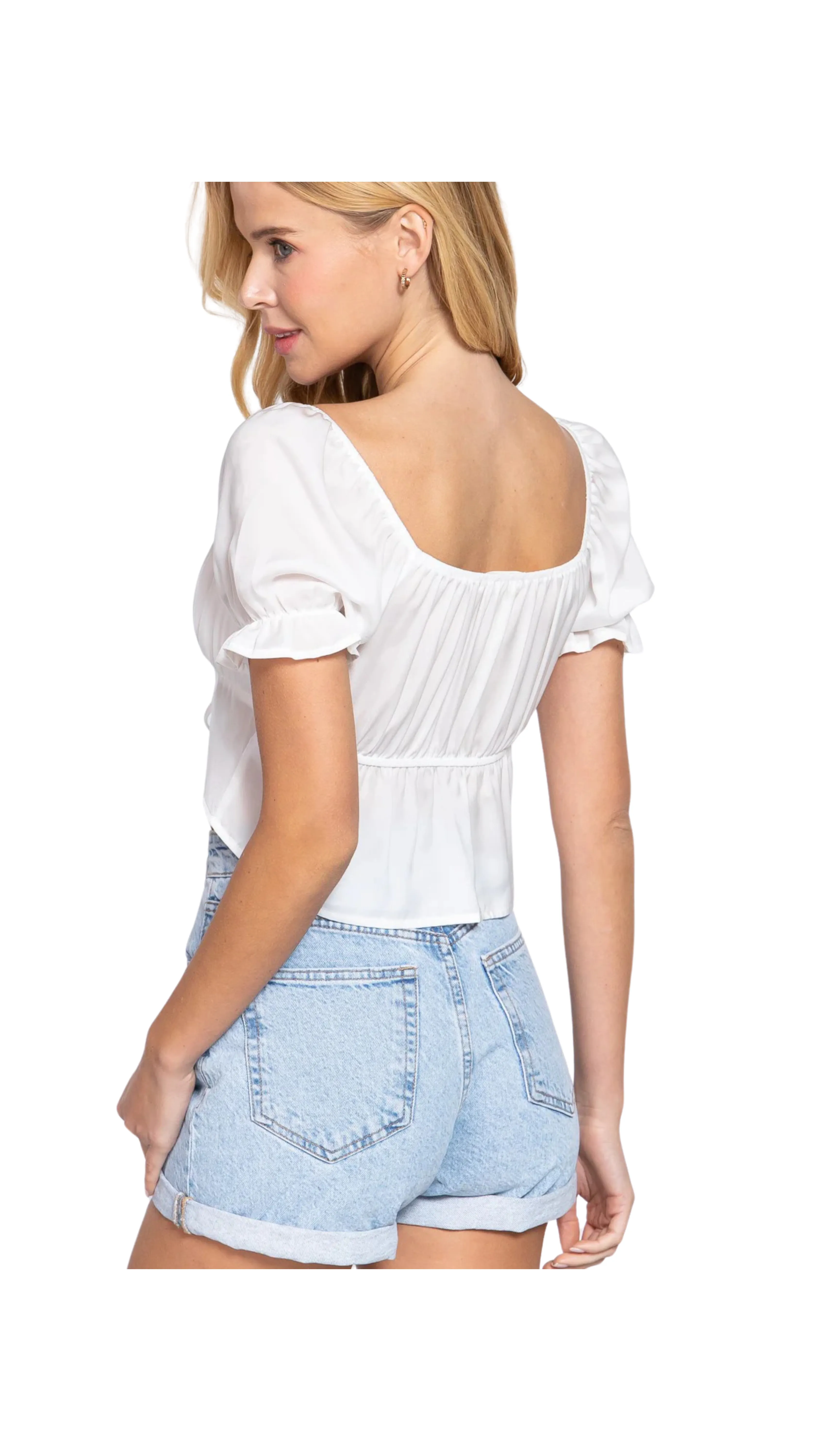 White Front Tie Crop Top