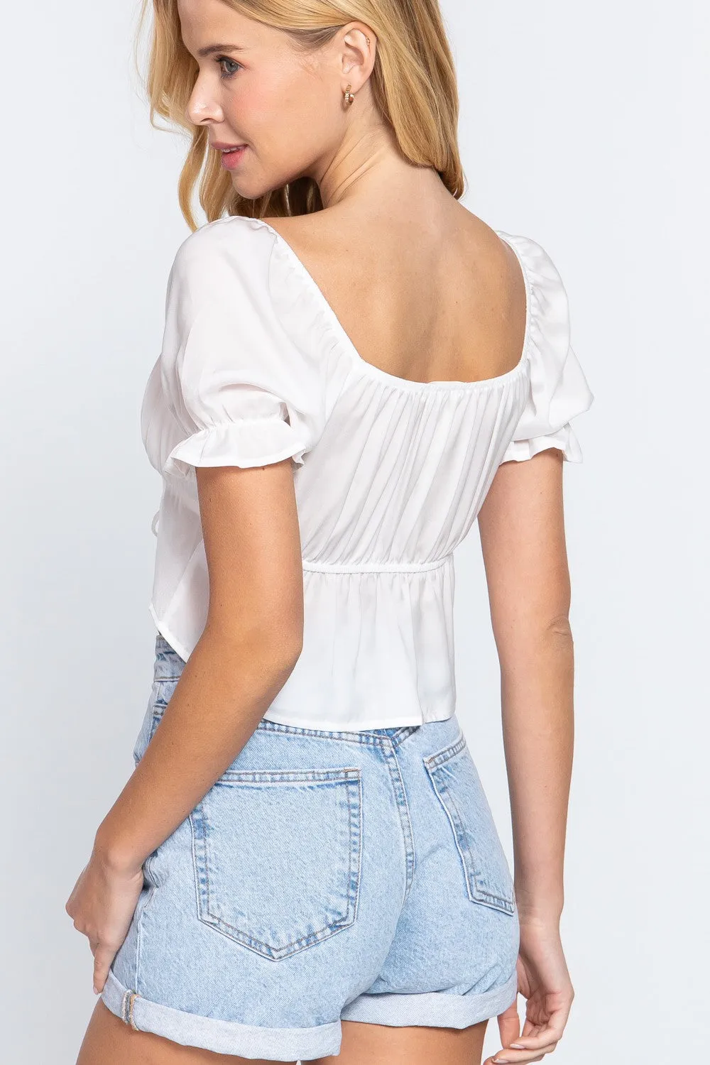 White Front Tie Crop Top