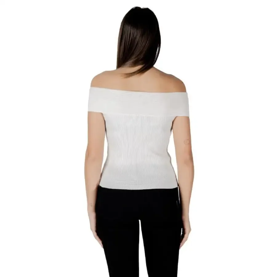 White Off The Shoulder Button Down Top