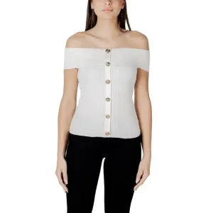 White Off The Shoulder Button Down Top