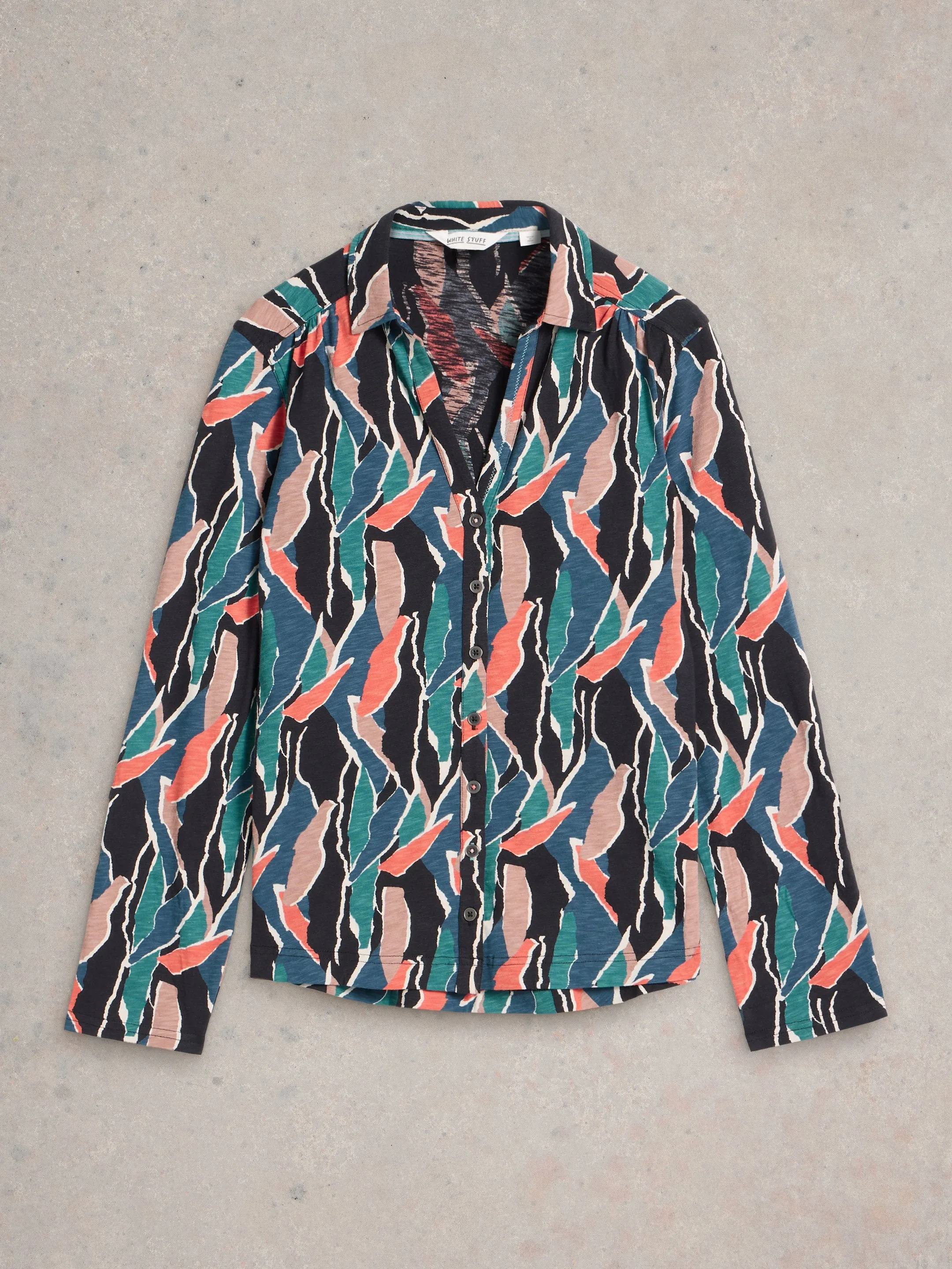 White Stuff UK Annie Jersey Shirt Navy Multi