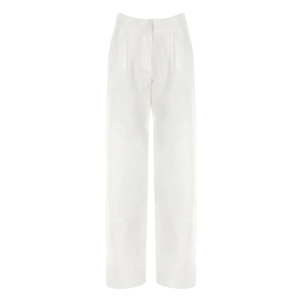 White Wide-Leg Linen Pant