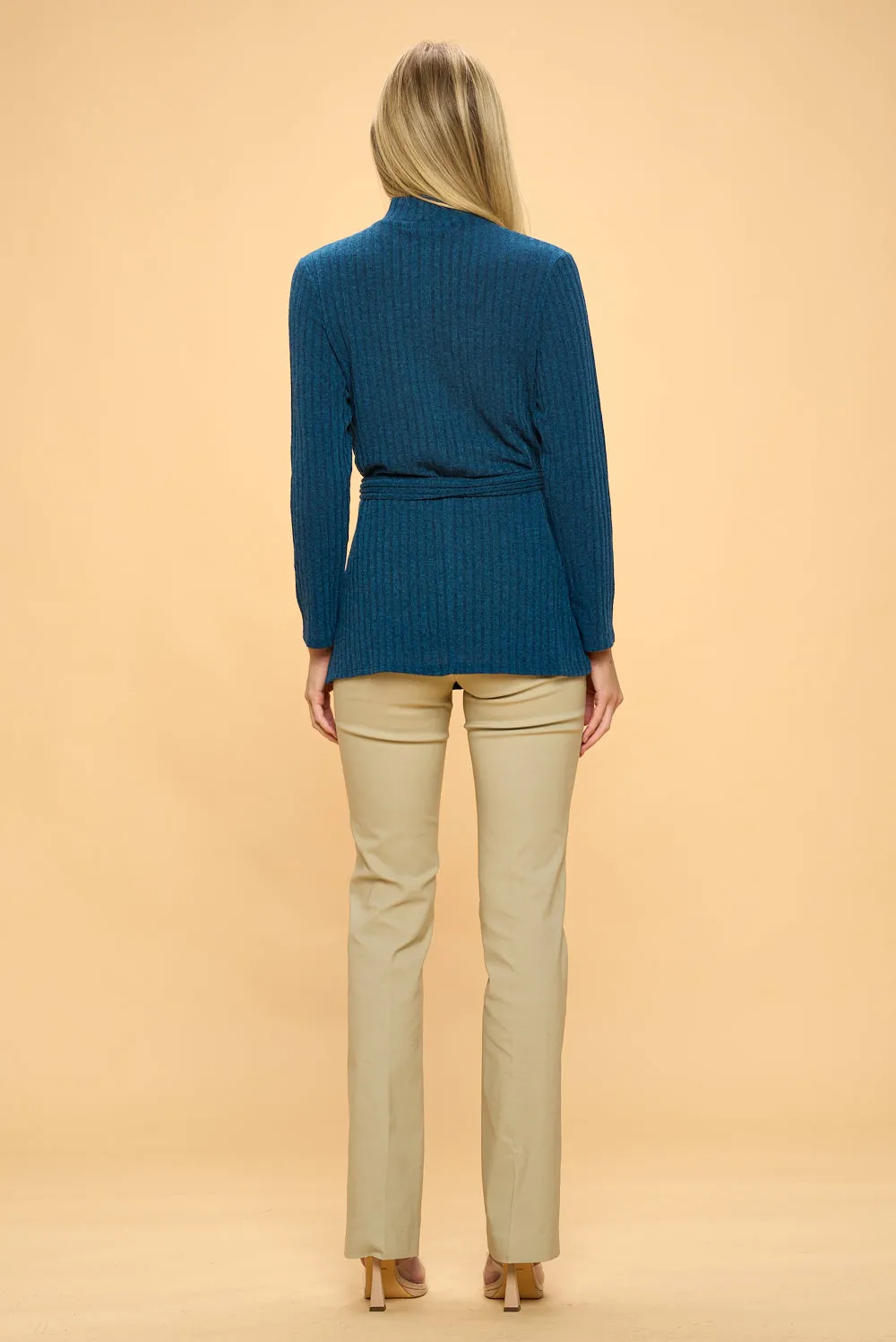 WIDE BAND SIDE TIE WRAP KNIT SWEATERS