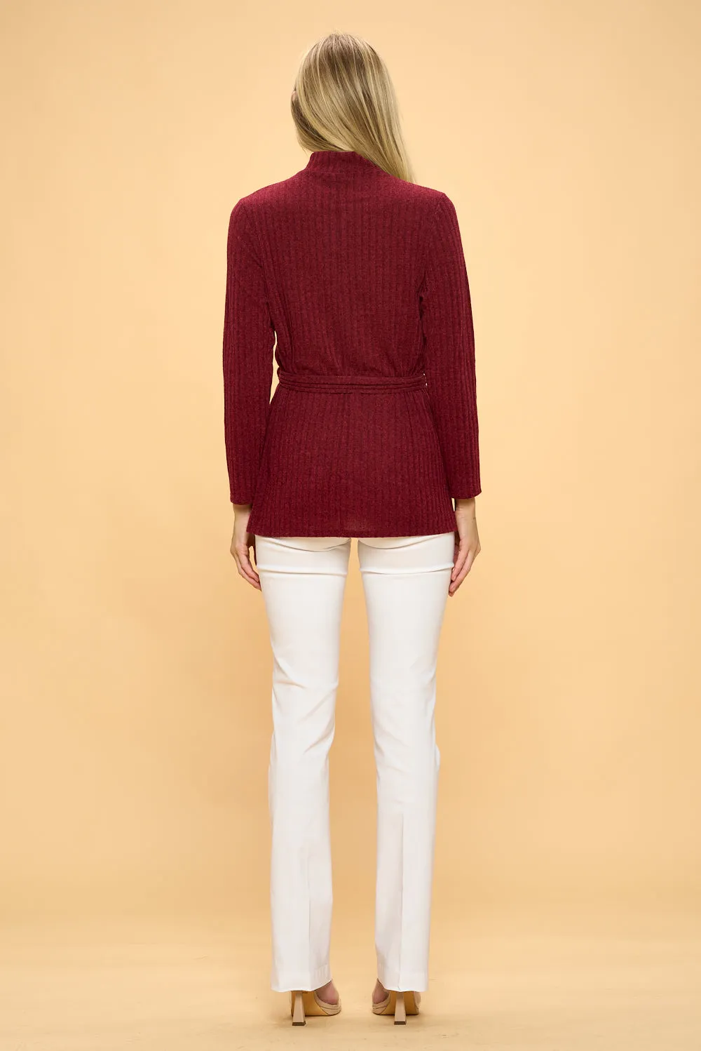 WIDE BAND SIDE TIE WRAP KNIT SWEATERS