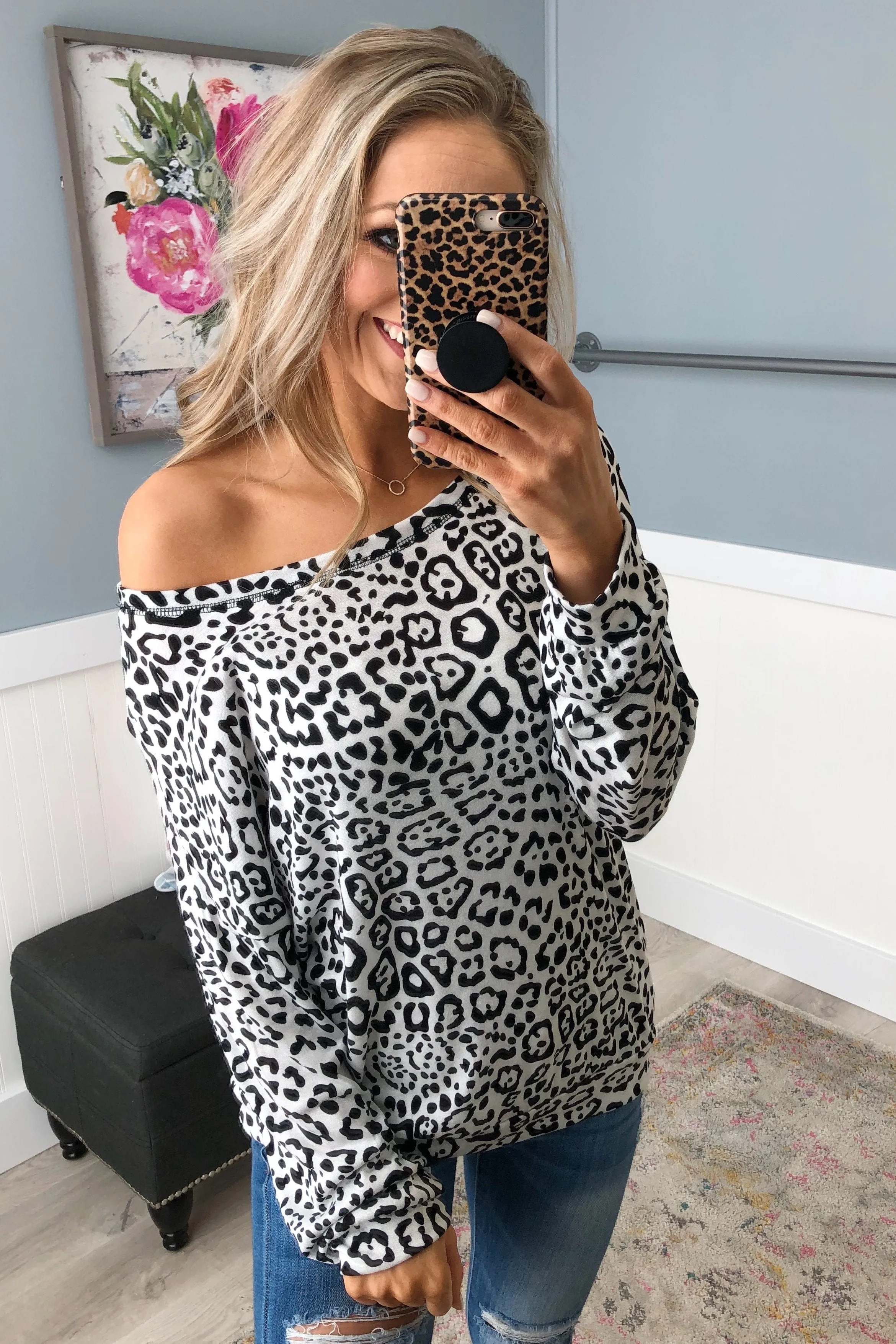 Wild About You Animal Print Top- Off White & Black