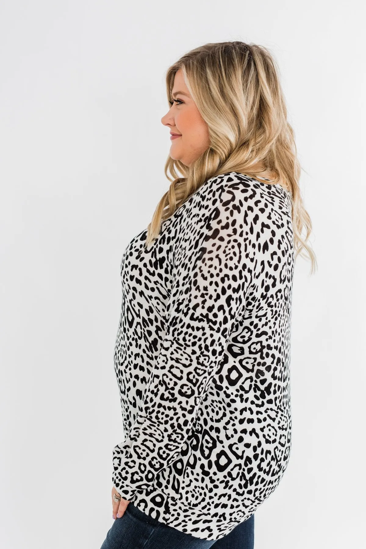 Wild About You Animal Print Top- Off White & Black