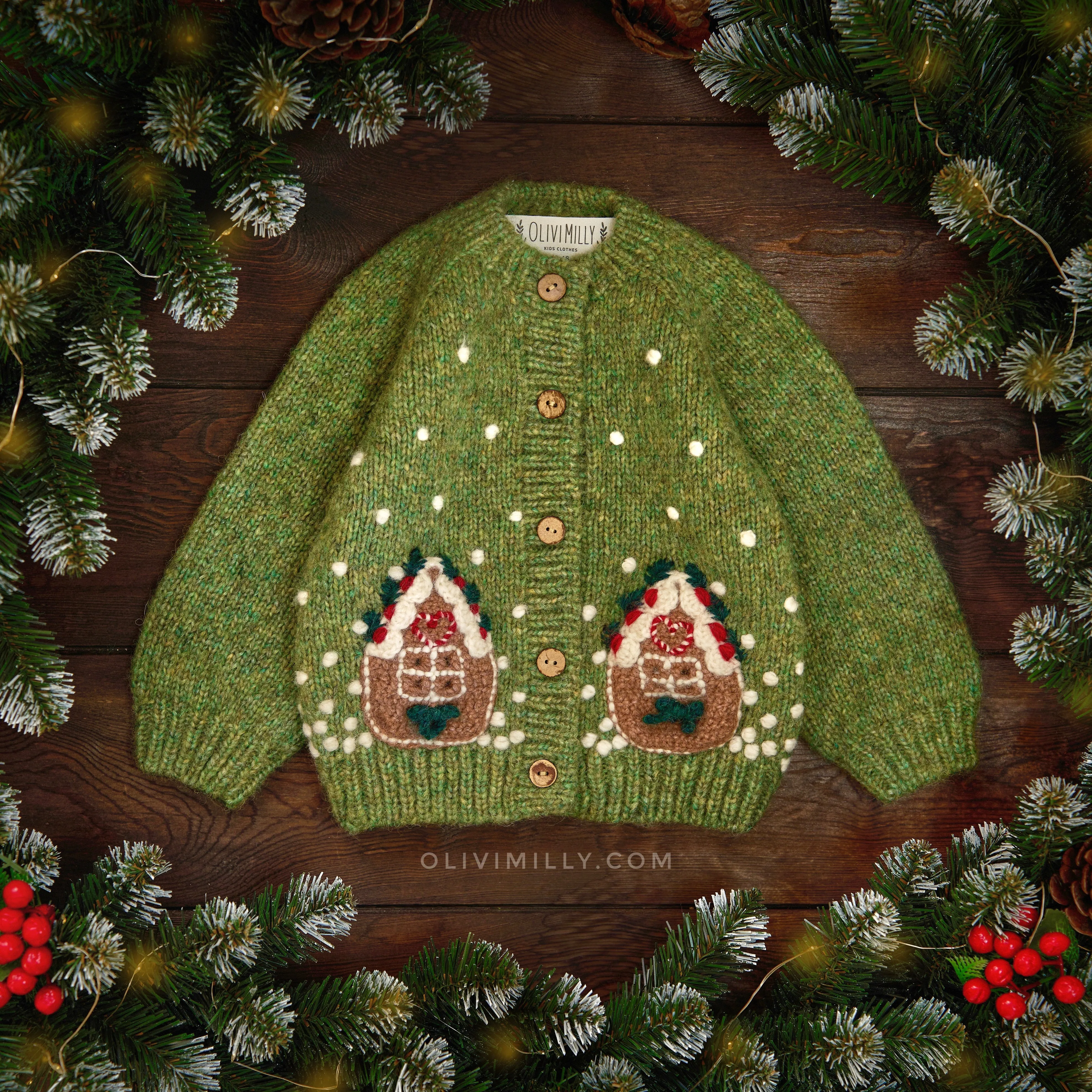 Winter Fairy Tale cardigan | Moss Green