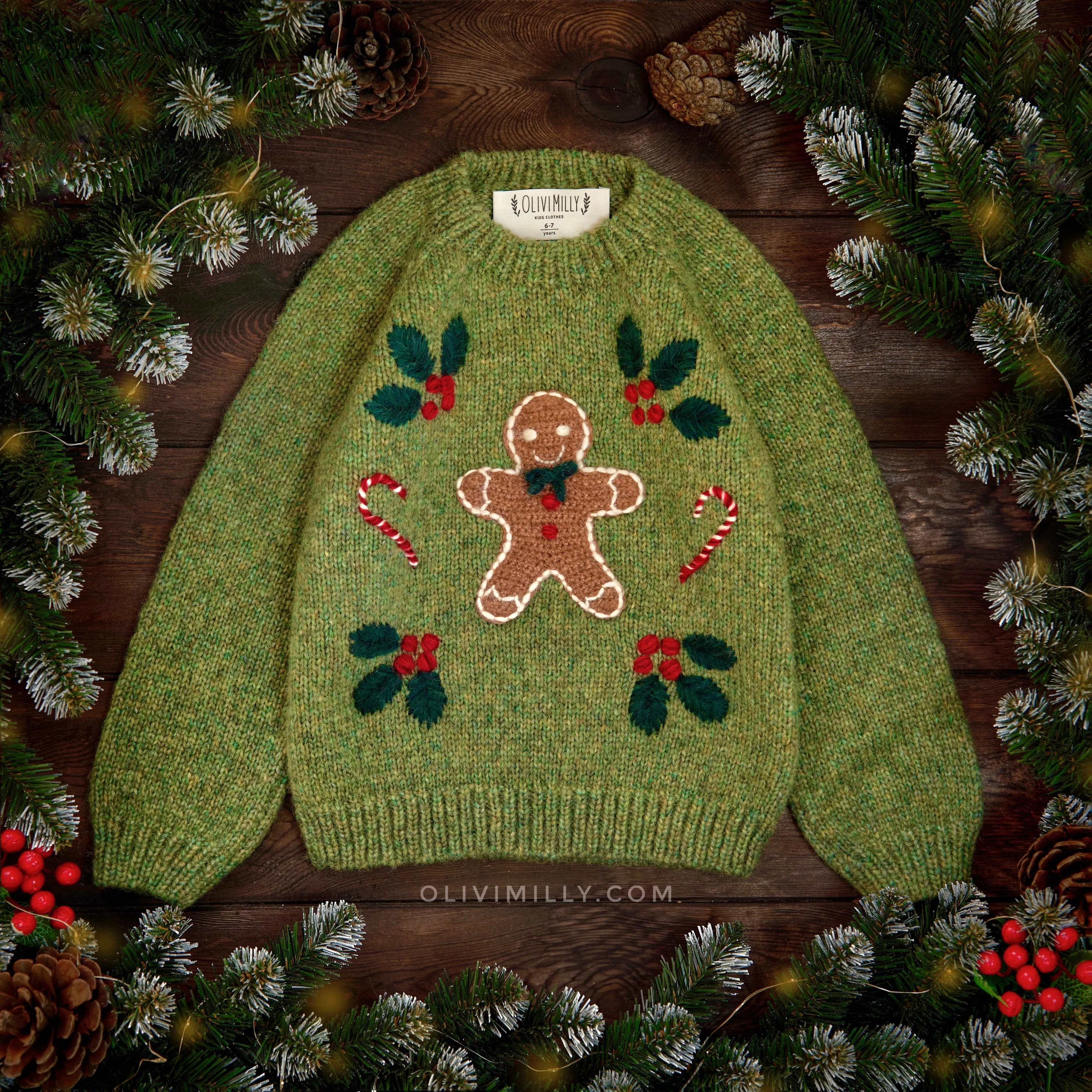 Winter Fairy Tale jumper | Moss Green
