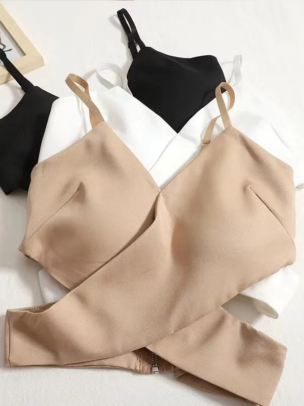 Women Solid Cute Crop Tops Off Shoulder Tank Tops