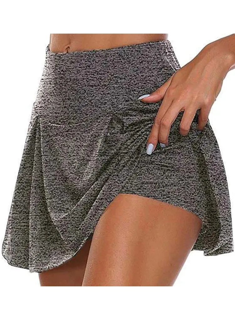 Women Sports Tennis Dance Fitness Short Skirts Quick Drying Solid Female Lining High Waist Mini Golf Sporting Skirts