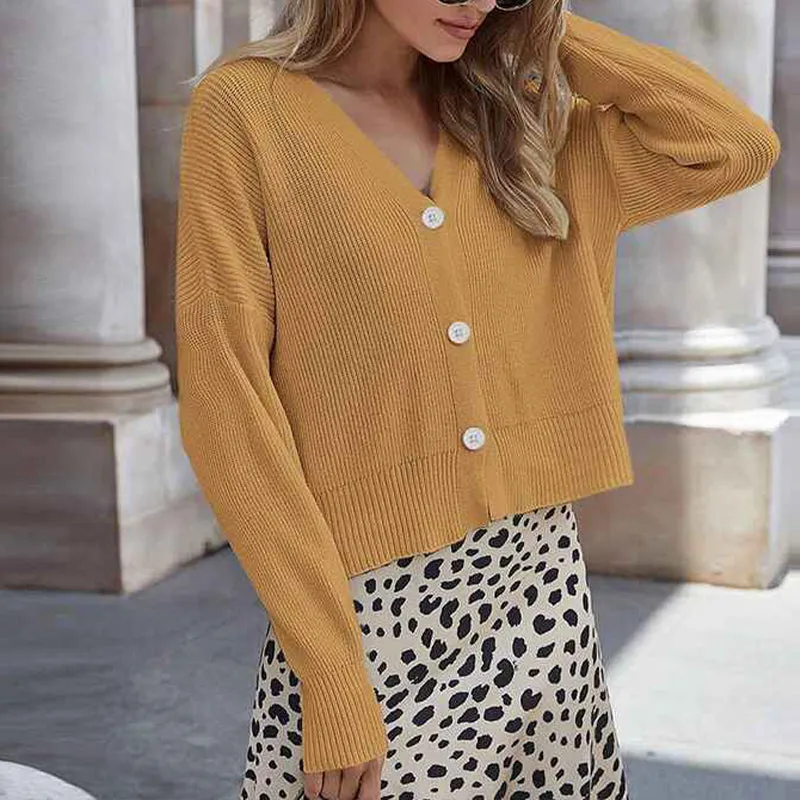 Women's Bishop Long Sleeve Button Front Cardigan Sweater Coat Solid V Neck Jacket Outerwear K362