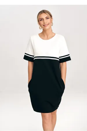 Women’s Day dress – Cotton Blend Casual Short Sleeve Color Block Mini Dress