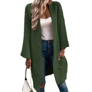 Women's Long Sleeve Hoodie Sweaters Open Front Cardigan with Pockets K394