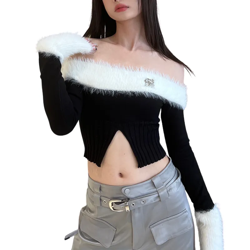 Women's One-shoulder Paneled Sweater