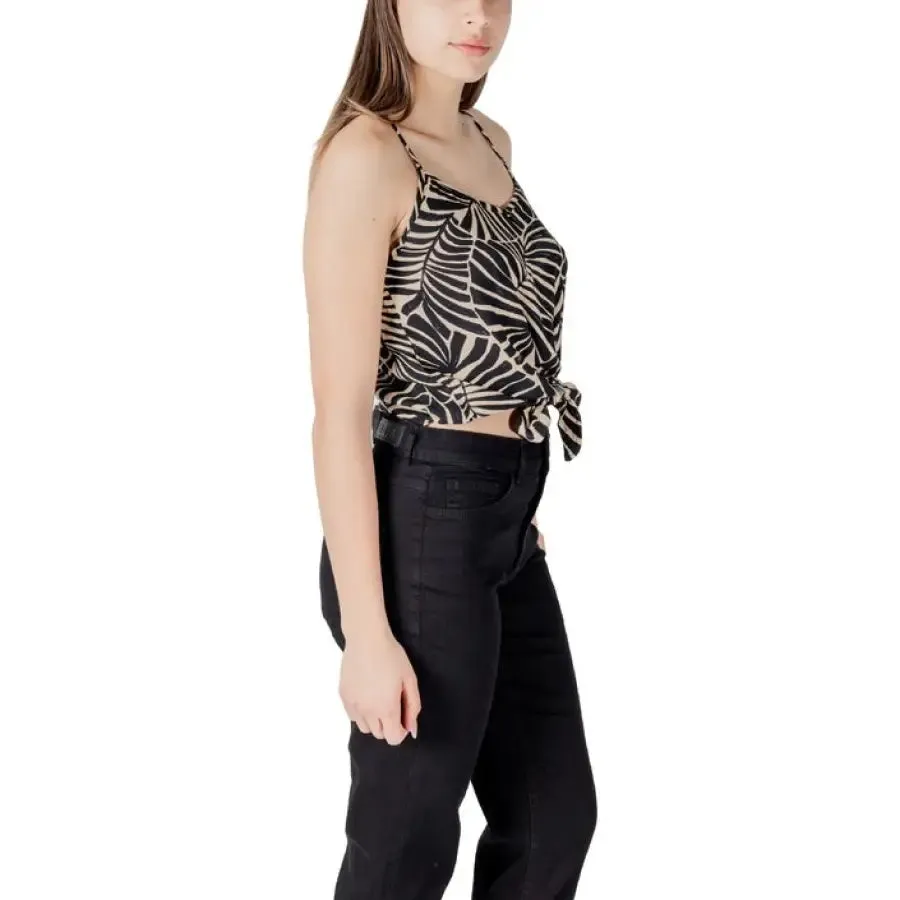 Womens Patterned Tie Front Tank Top