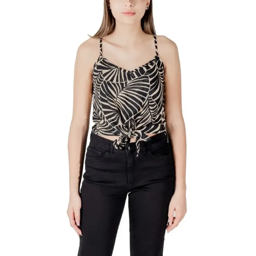 Womens Patterned Tie Front Tank Top
