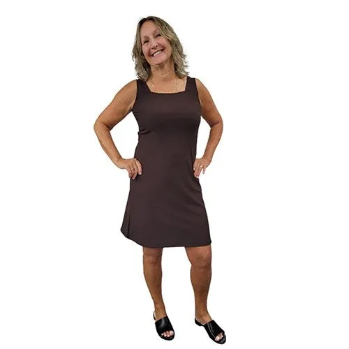 WOMEN'S SQUARE NECK TANK DRESS BROWN