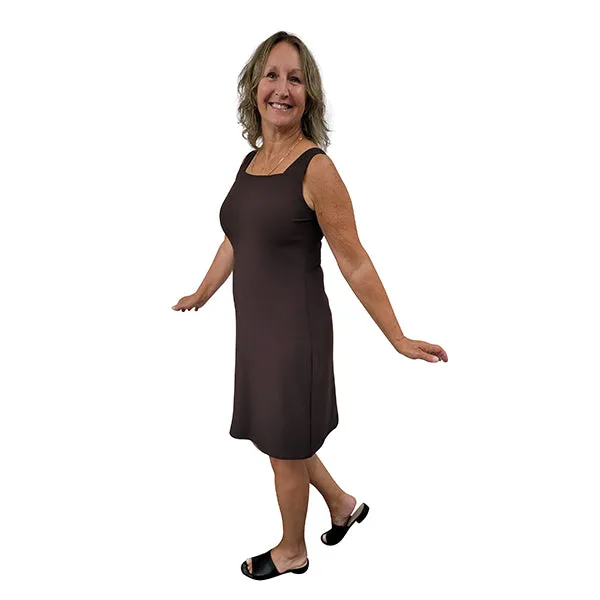 WOMEN'S SQUARE NECK TANK DRESS BROWN