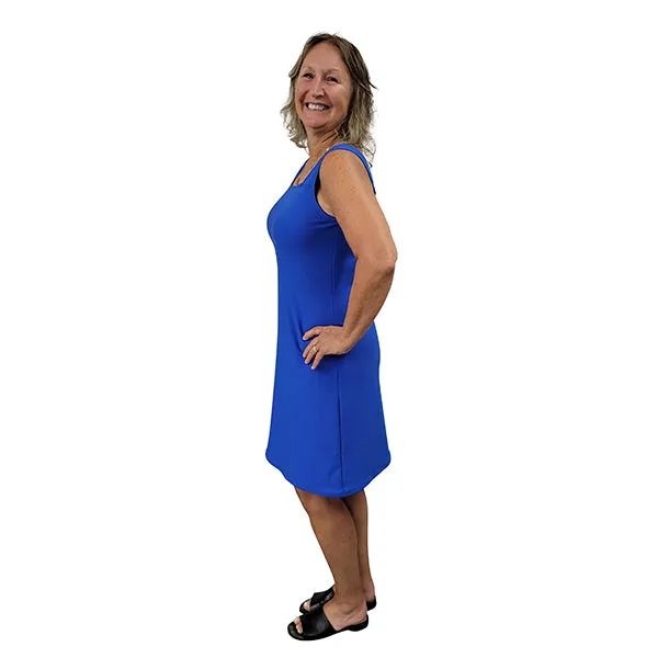 WOMEN'S SQUARE NECK TANK DRESS ROYAL BLUE