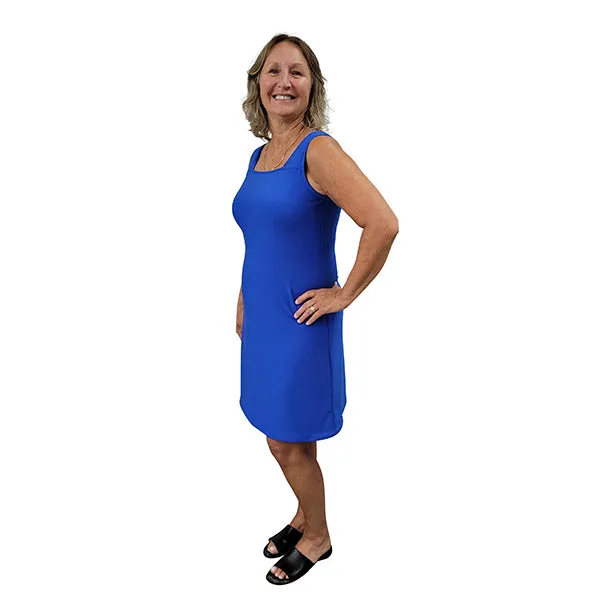 WOMEN'S SQUARE NECK TANK DRESS ROYAL BLUE