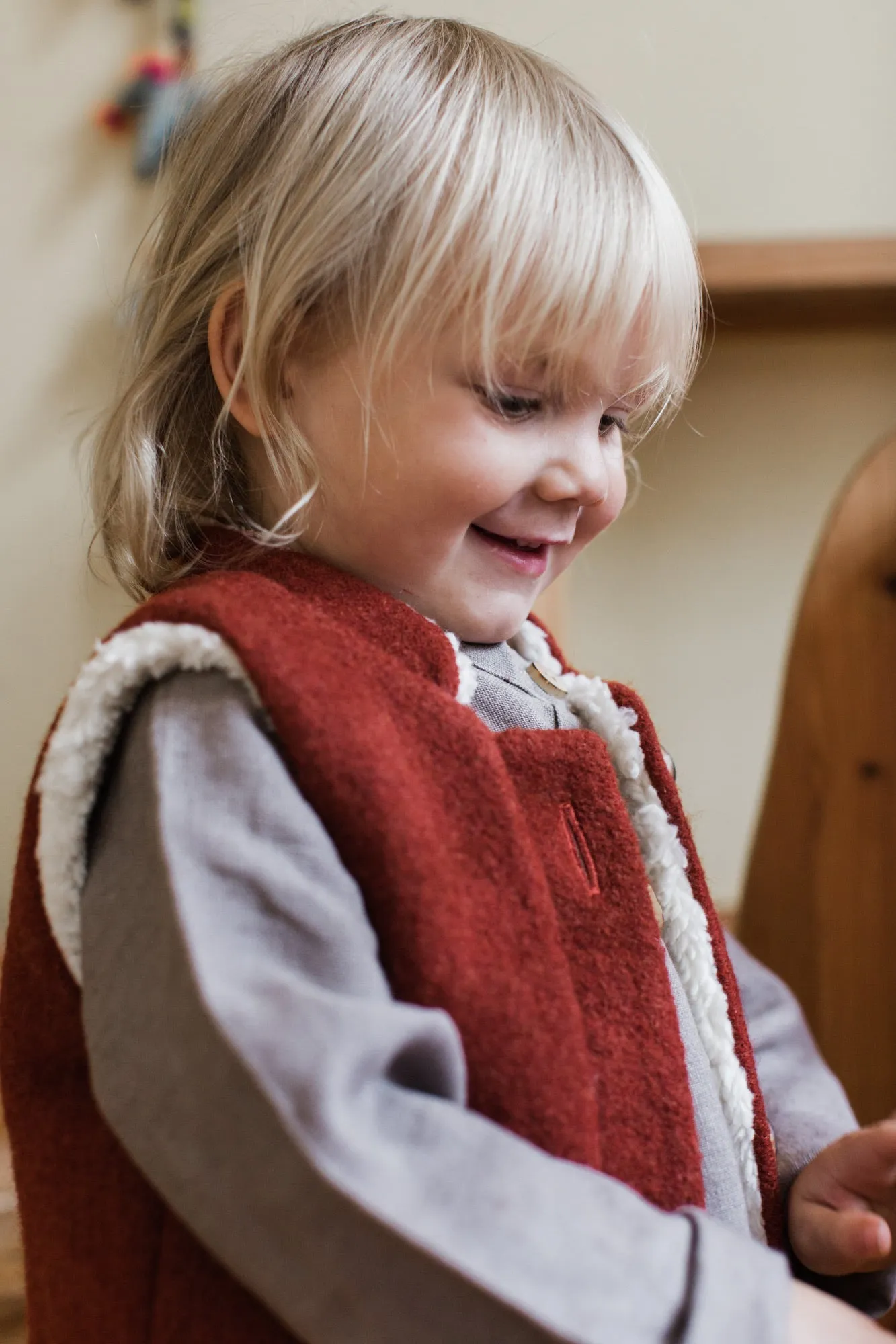 Wool and Sherpa gilet (made to order)