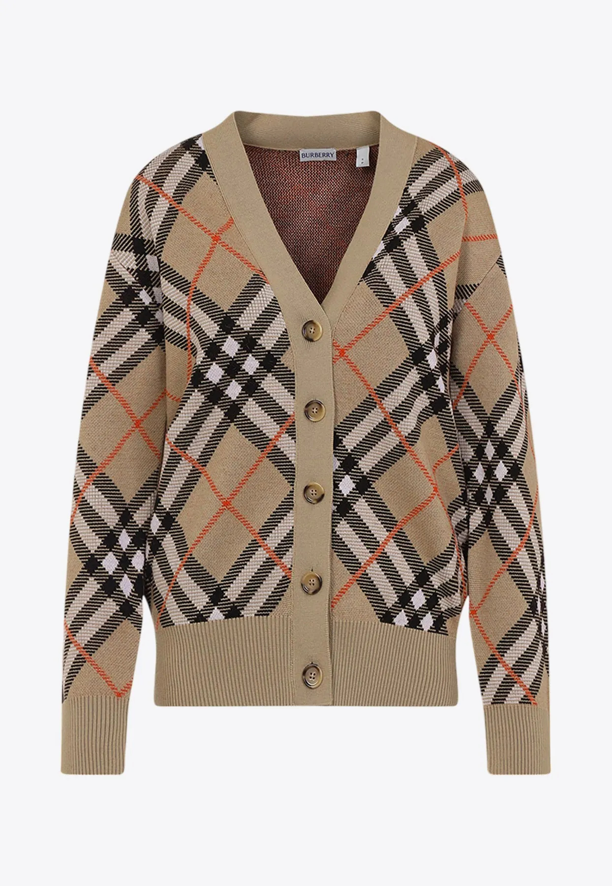 Wool-Blend Checked Cardigan