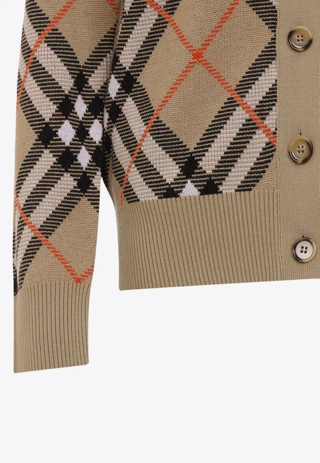 Wool-Blend Checked Cardigan