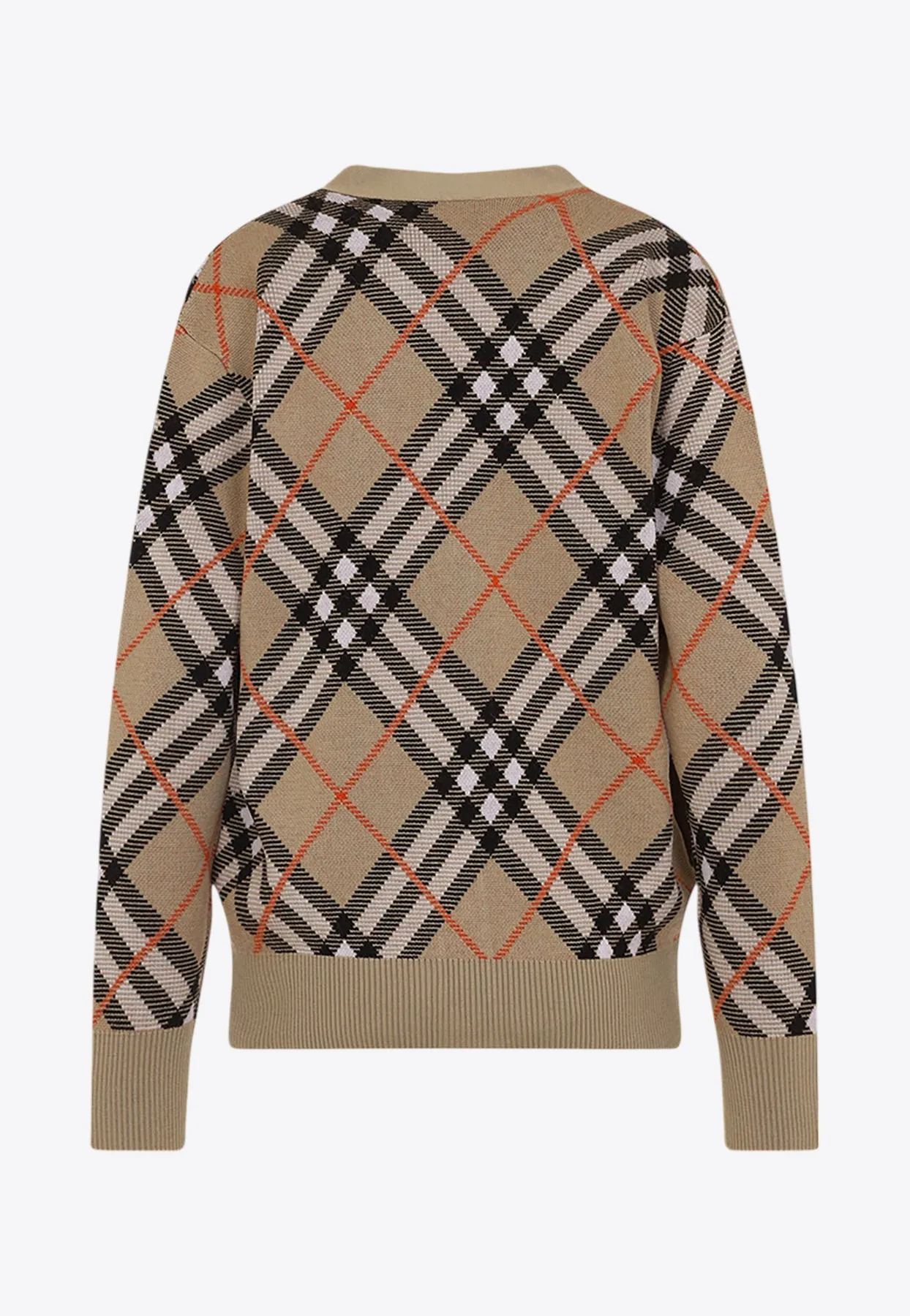 Wool-Blend Checked Cardigan