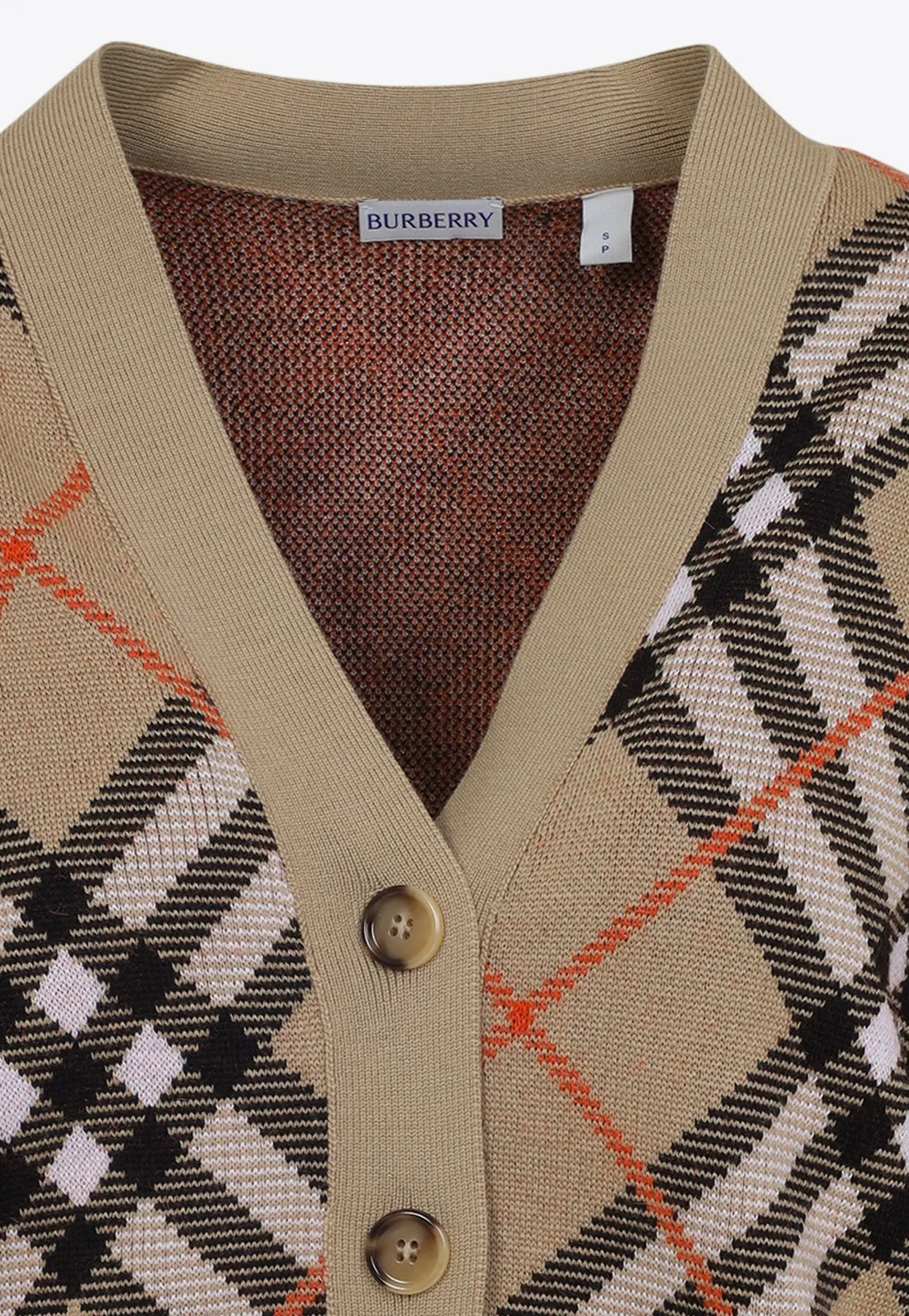 Wool-Blend Checked Cardigan