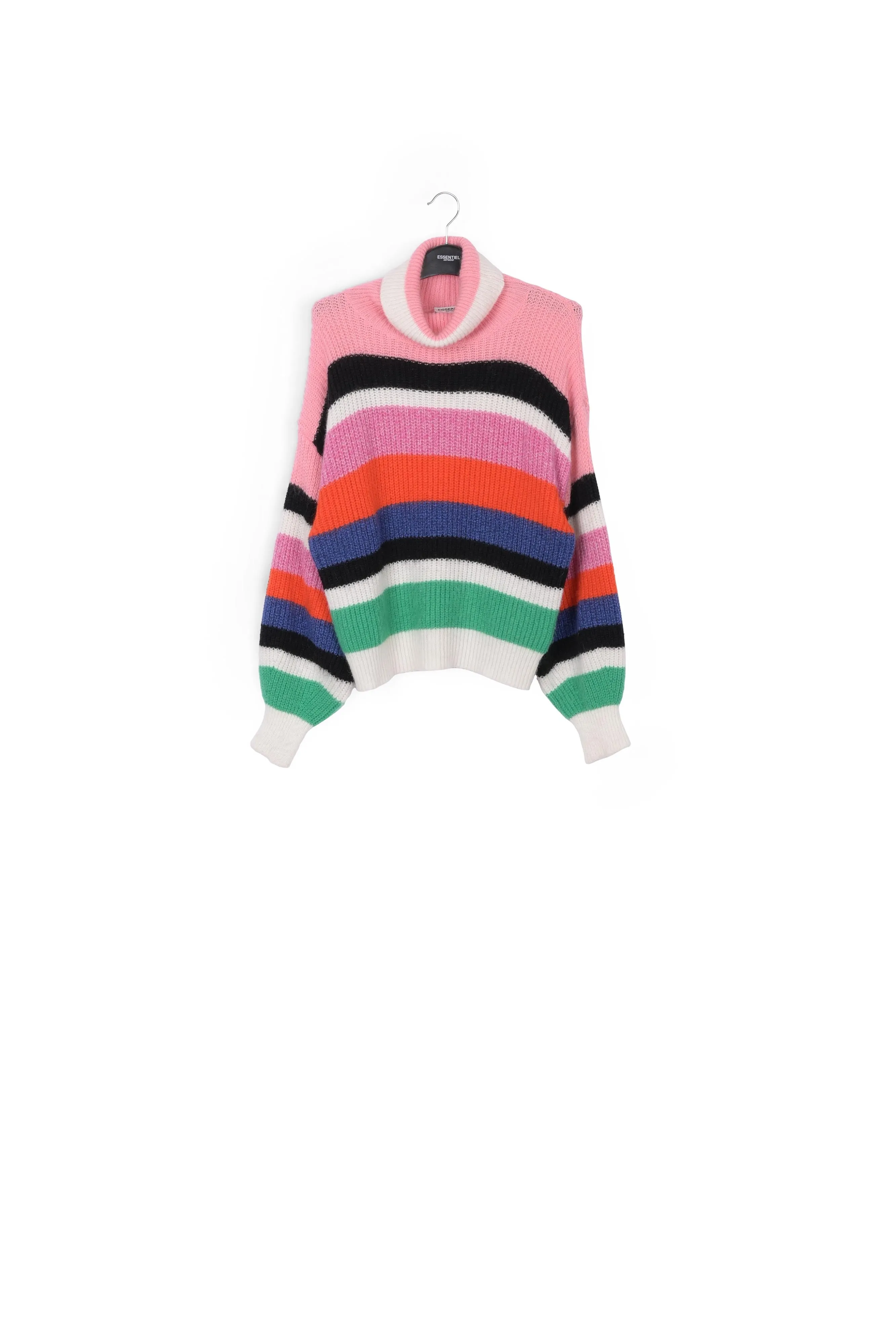 Wool-blend turtleneck sweater with stripes