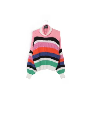 Wool-blend turtleneck sweater with stripes