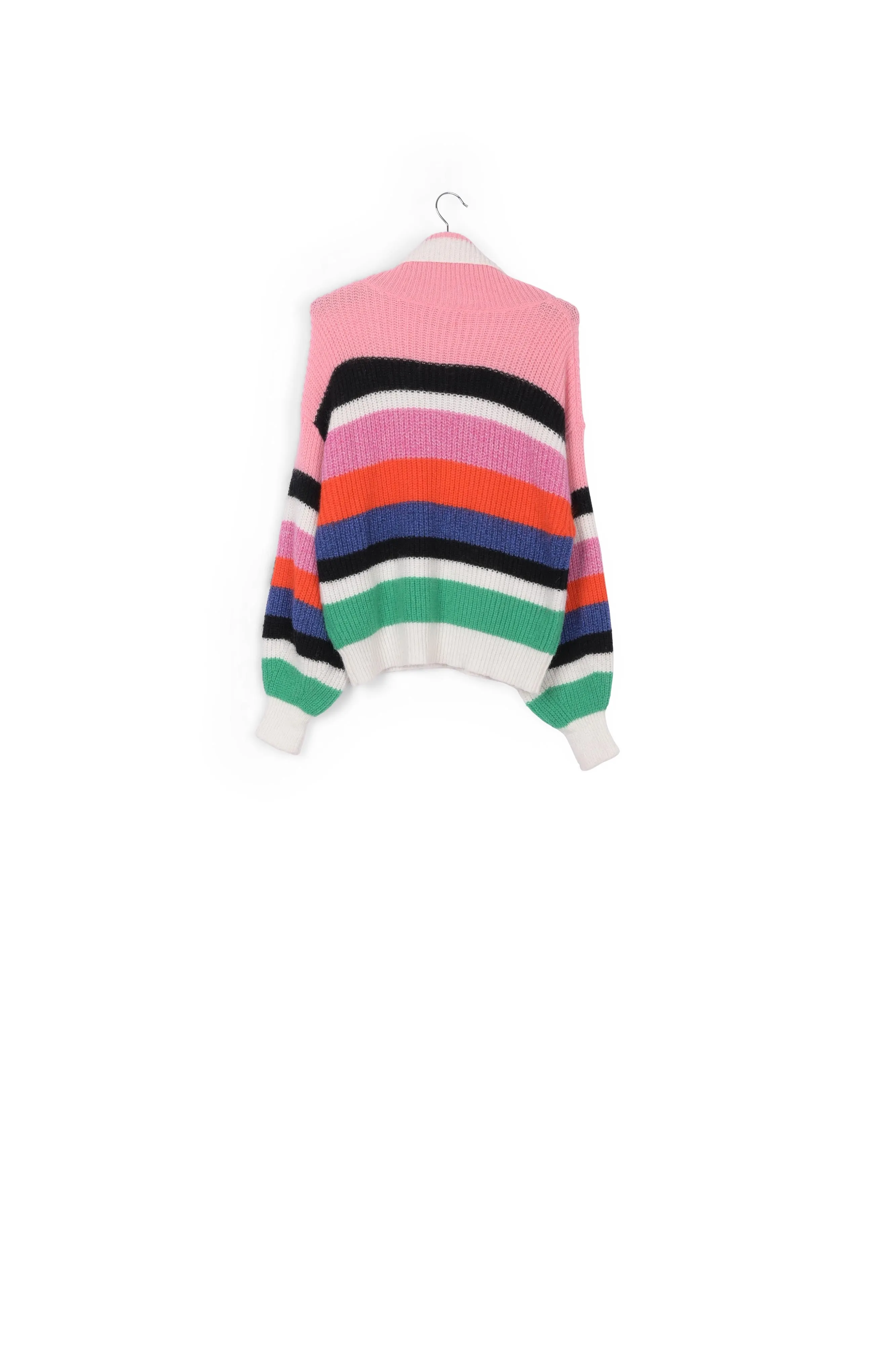 Wool-blend turtleneck sweater with stripes