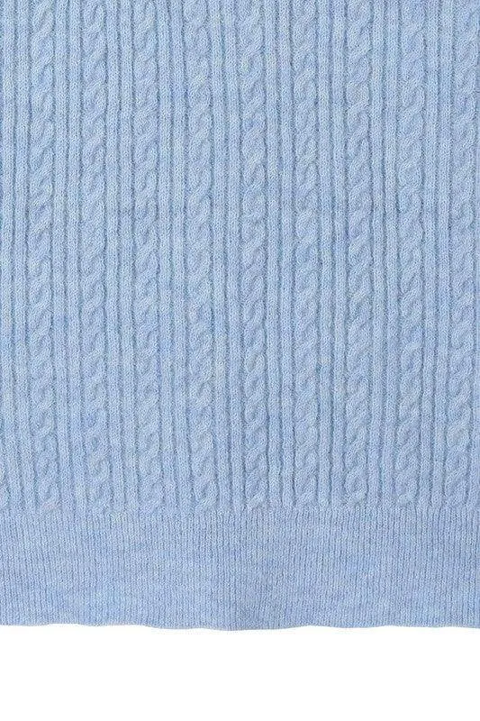 Wool blended cable knitted cardigan