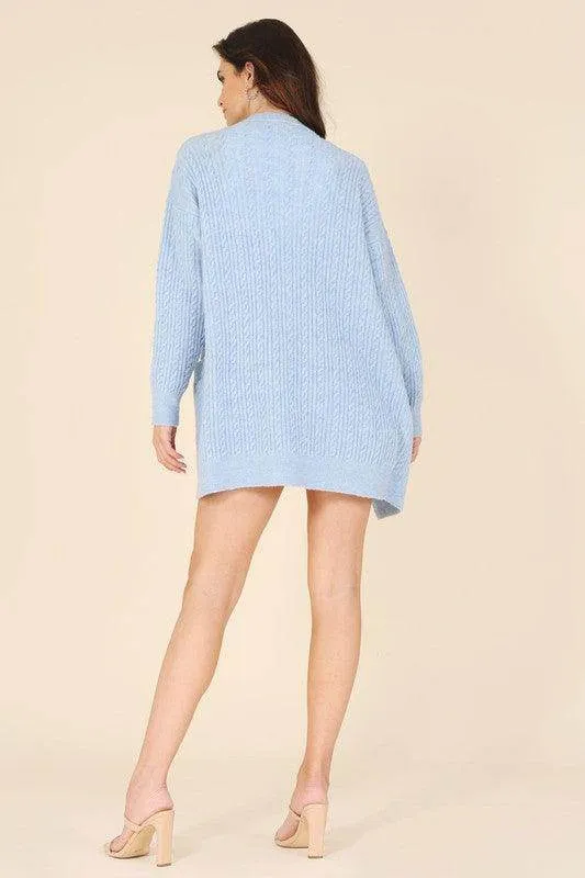 Wool blended cable knitted cardigan